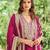 Magenta embroidered chinon free size UPTO-42  stitched pakistani salwar suit