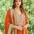 Orange embroidered chinon free size UPTO-42 stitched pakistani salwar suit
