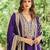 Purple embroidered chinon free size UPTO-42  stitched pakistani salwar suit