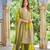 Olive green embroidered chinon free size UPTO-42  stitched pakistani salwar suit