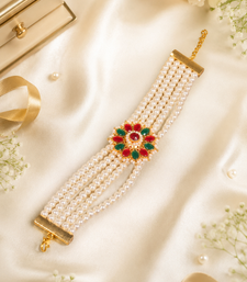 Royal Floral Pearl Hand Bracelet