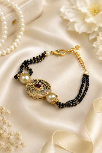 Floral ruby heritage mangalsutra bracelet