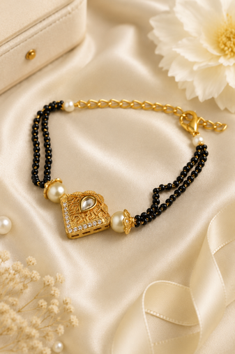Temple kundan mangalsutra bracelet