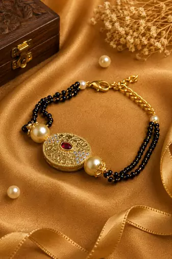 Floral ruby heritage mangalsutra bracelet
