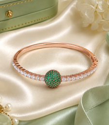 Rose Gold Finish Emerald Orbit American Diamond Bracelet