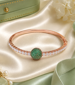 Rose Gold Finish Emerald Orbit American Diamond Bracelet