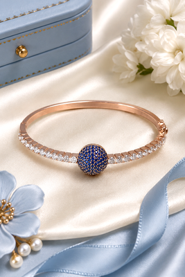 Rose gold finish sapphire orbit american diamond bracelet 1