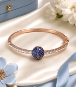 Rose gold finish sapphire orbit american diamond bracelet