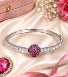 Rhodium finish crimson american diamond bracelet