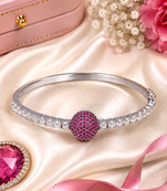 Rhodium finish crimson american diamond bracelet