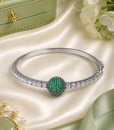 Rhodium finish emerald american diamond bracelet