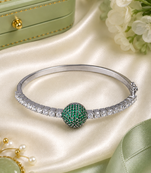 Rhodium finish emerald american diamond bracelet