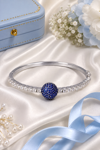 Rhodium finish sapphire american diamond bracelet