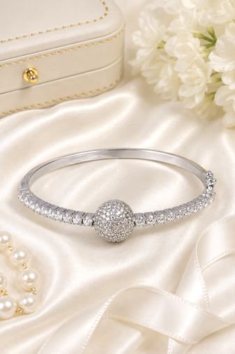 Rhodium finish celestial diamond american diamond bracelet
