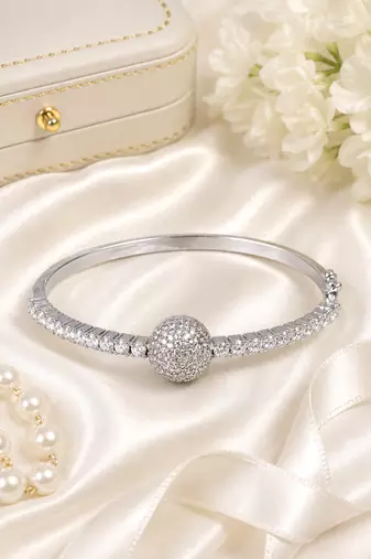 Rhodium finish celestial diamond american diamond bracelet