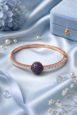 Rose gold finish sapphire orbit american diamond bracelet 2