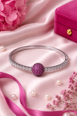 Rhodium finish crimson american diamond bracelet 2