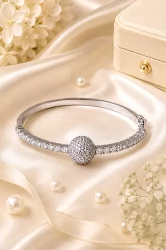Rhodium finish celestial diamond american diamond bracelet
