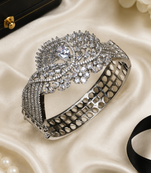 Rhodium Finish Celestial Bloom American Diamond Bracelet
