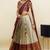 South Indian Style Half Saree With Embroidery Work Blouse & Dupatta for Women