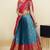 South Indian Style Half Saree With Embroidery Work Blouse & Dupatta for Women