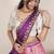 South Indian Style Half Saree With Beads & Hand Work Blouse & Dupatta for Women