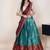 South Indian Style Half Saree With Beads & Hand Work Blouse & Dupatta for Women