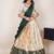 South Indian Style Half Saree With Beads & Hand Work Blouse & Dupatta for Women