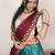 South Indian Style Half Saree With Beads & Hand Work Blouse & Dupatta for Women