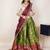 South Indian Style Half Saree With Beads & Hand Work Blouse & Dupatta for Women
