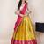 South Indian Style Half Saree With Beads & Hand Work Blouse & Dupatta for Women