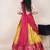 South Indian Style Half Saree With Beads & Hand Work Blouse & Dupatta for Women