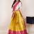 South Indian Style Half Saree With Beads & Hand Work Blouse & Dupatta for Women