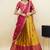 South Indian Style Half Saree With Embroidery Work Blouse & Dupatta for Women