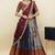 South Indian Style Half Saree With Embroidery Work Blouse & Dupatta for Women