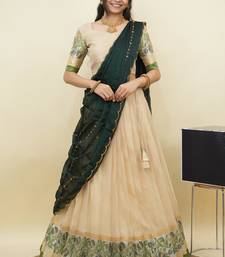 South Indian Style Half Saree With Blouse & Dupatta for Women