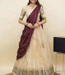 South Indian Style Half Saree With Blouse & Dupatta for Women