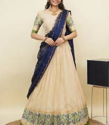 South Indian Style Half Saree With Blouse & Dupatta for Women