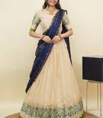 South Indian Style Half Saree With Blouse & Dupatta for Women