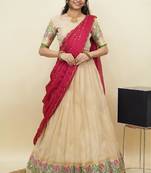 South Indian Style Half Saree With Blouse & Dupatta for Women