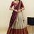 South Indian Style Half Saree With Embroidery Work Blouse & Dupatta for Women