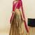 South Indian Style Half Saree With Beads & Hand Work Blouse & Dupatta for Women
