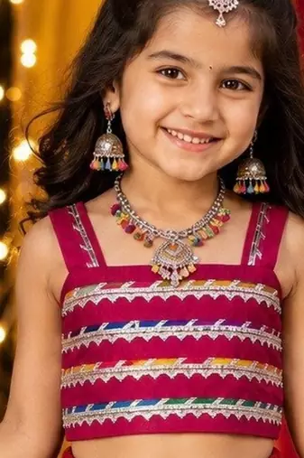 Pink premium roman silk navratri lehenga choli set for girls | fully flared festive wear