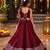 Maroon roman silk girls navratri lehenga choli set with fancy lace gota border sleeveless garba outfit