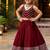 Maroon roman silk girls navratri lehenga choli set with fancy lace gota border sleeveless garba outfit