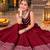 Maroon roman silk girls navratri lehenga choli set with fancy lace gota border sleeveless garba outfit