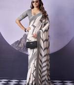 off white premium fancy cotton blend partywear saree