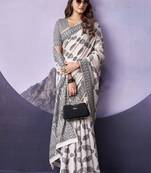 off white premium fancy cotton blend partywear saree