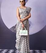 off white premium fancy cotton blend partywear saree