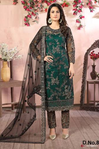 glamorous black heavy cording and sequin net salwar suit
